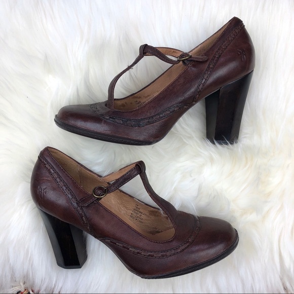 Frye Shoes - Frye | Adrienne Stitch T-Strap Heels Leather 7